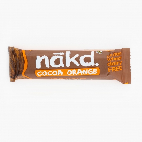 Baton raw vegan cu cacao și portocală, fără gluten, fără zahăr adăugat 35g