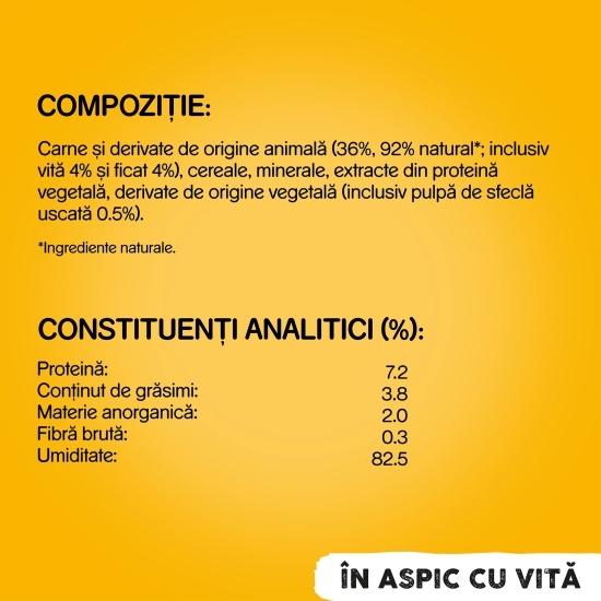 Hrană umedă completă pentru câini adulți, 1200g, cu vită în aspic 