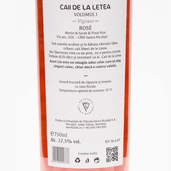 Vin rose sec Merlot, Syrah, Pinot Noir Volumul I, 12.5%, 0.75l