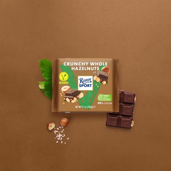 Ciocolată semi-amăruie vegană cu alune crocante 100g