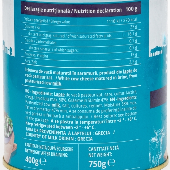 Telemea de vacă maturată pentru salată 400g