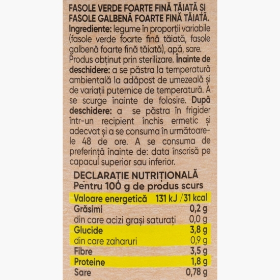 Mix de fasole verde și galbenă 400g