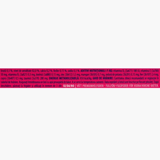 Pachet mix hrană umedă pentru pisici adulte (pui, vită, somon și păstrăv), 12x85g