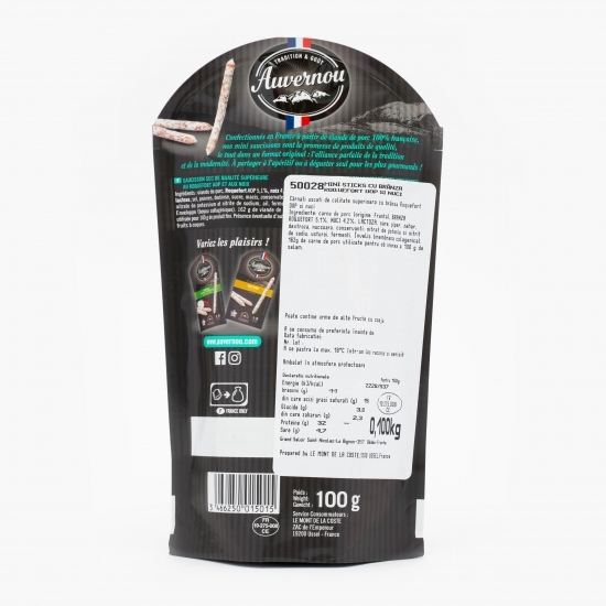 Cârnați mini sticks cu nuci și roquefort 100g