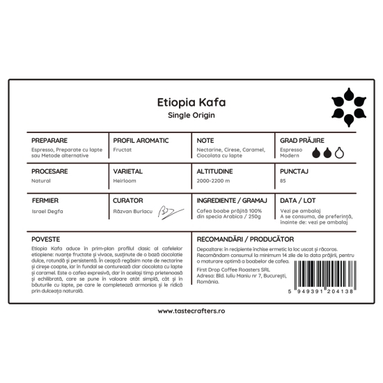 Beandrops Etiopia Kafa 250g cafea de specialitate boabe