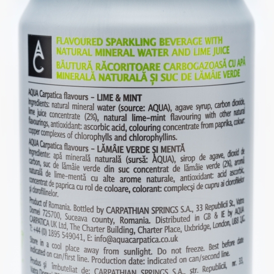 Apă minerală cu aromă de lămâie verde și mentă, flavours 0.33l