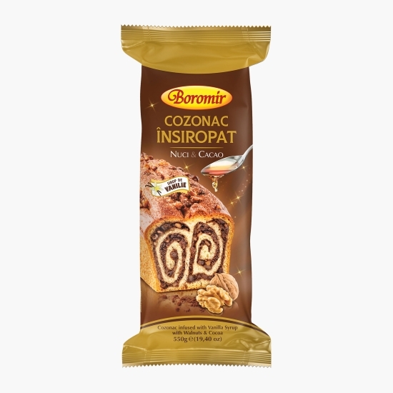 Cozonac însiropat cu nuci și cacao 550g