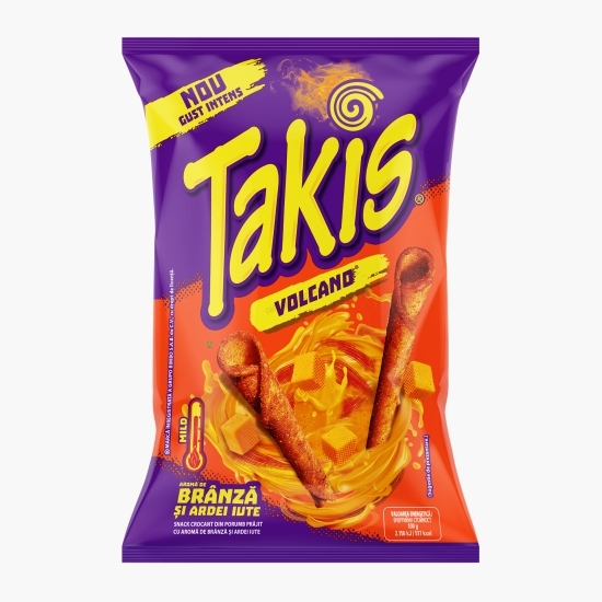 Snacks din porumb cu aromă de brânză și ardei iute Volcano, 55g