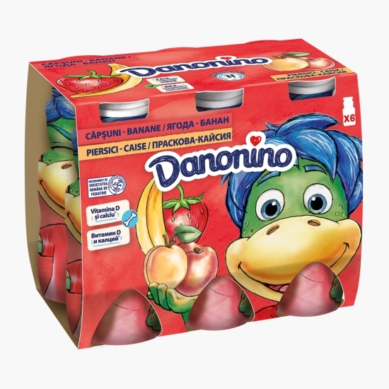 Iaurt de băut cu piure de căpșuni/ banane și piersici/caise 6x100g 