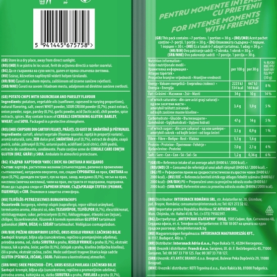 Chipsuri Intense cu smântână&pătrunjel 120g