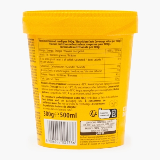 Înghețată de vanilie cu bucățele de aluat de cookies și bucăți de ciocolată 500ml (300g)