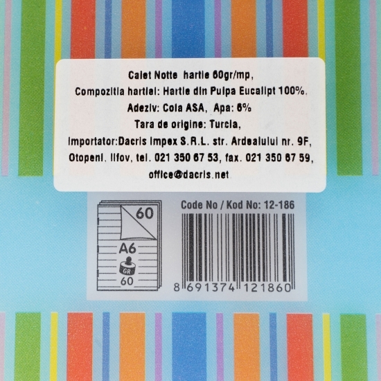 Caiet dictando Concept, A6, capsat, 60 file,  diverse culori