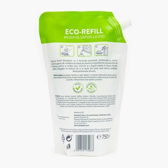 Rezervă săpun lichid cremă, eco Semințe de in & lapte din orez 0.75l