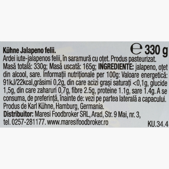 Ardei iuți jalapenos, felii 330g