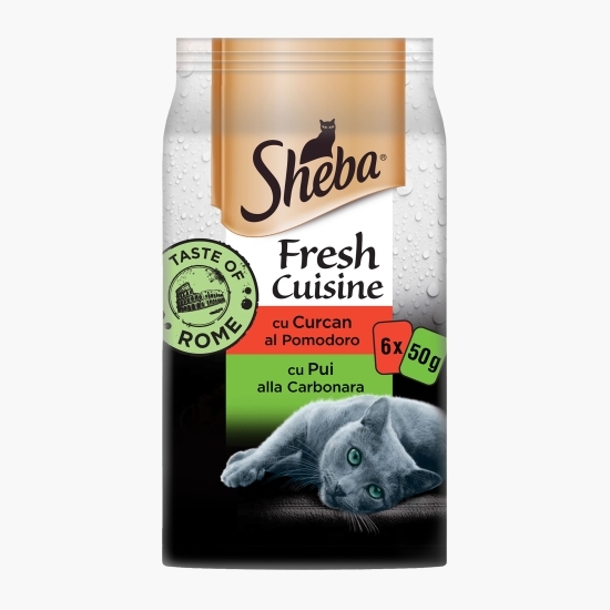 Hrană umedă pentru pisici adulte, 6x50g, cu curcan și cu pui 
