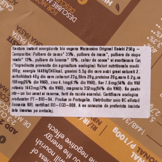 Băutură instant energizantă eco vegană Macaccino Original 250g