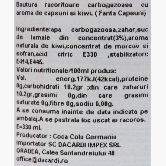 Băutură carbogazoază cu aromă de căpșuni și kiwi, doză 0.33l
