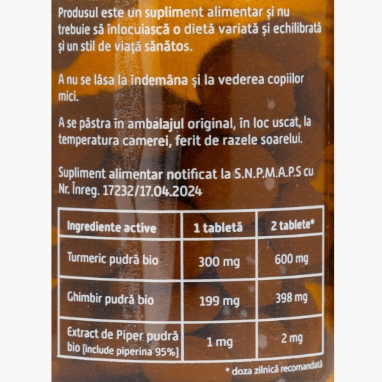 Turmeric, ghimbir și piper eco, 60 tablete