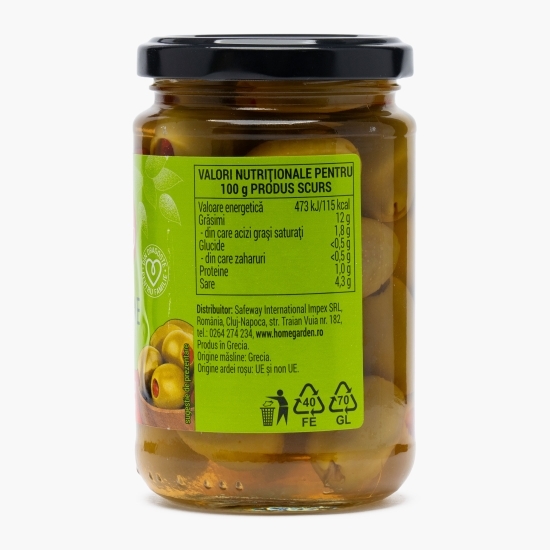 Măsline verzi umplute cu ardei roșu 300g