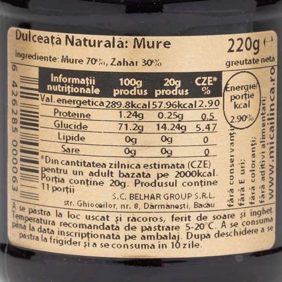Dulceață naturală de mure 220g
