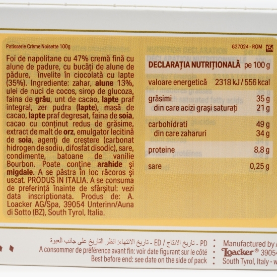 Napolitane cu cremă de alune și glazură de ciocolată Patisserie creme noisette 100g