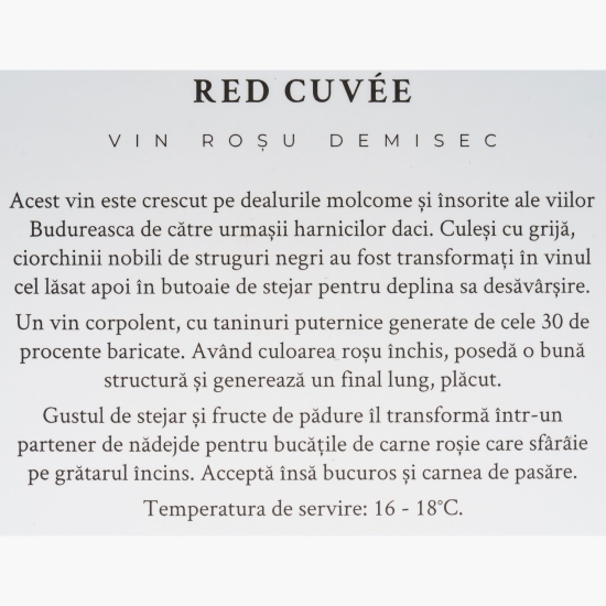 Vin roșu demisec cuvée, 13.5%, bag in box 2l