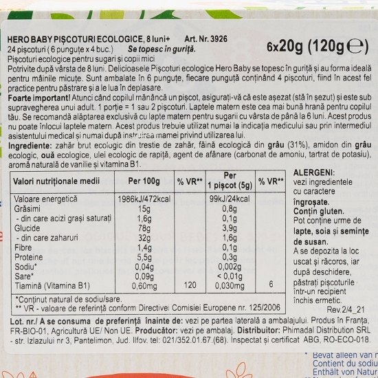 Baby pișcoturi eco, +8 luni 120g