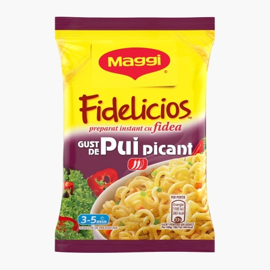 Preparat instant cu fidea, cu gust de pui picant Fidelicios 59.2g