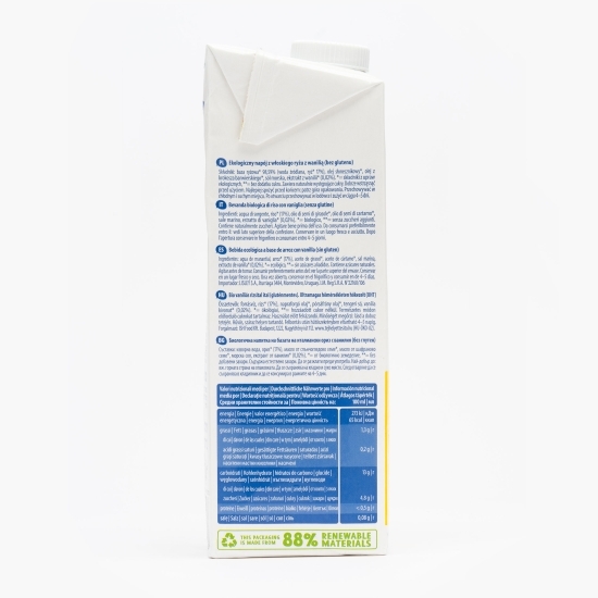 Băutură ecologică din orez cu vanilie, fără gluten și zahăr adăugat 1l