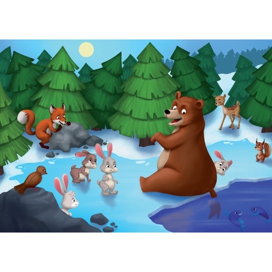 Puzzle Basme Românești, Ursul păcălit de vulpe, 5+ ani