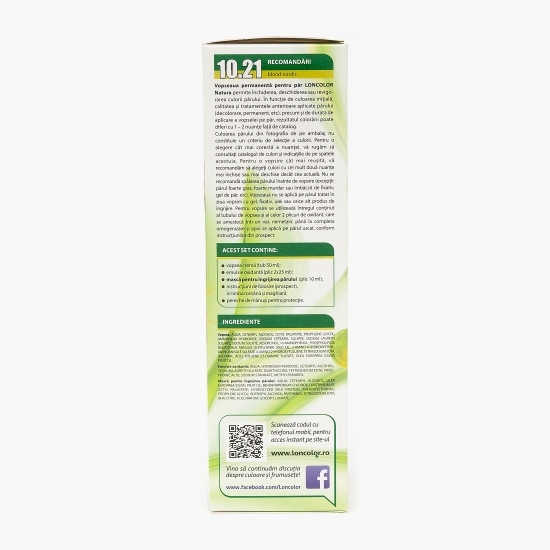 Vopsea permanentă pentru păr Natura 10.21 Blond nordic 100ml