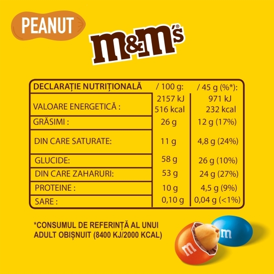 M&M'S - Arahide învelite în ciocolată cu lapte 45g