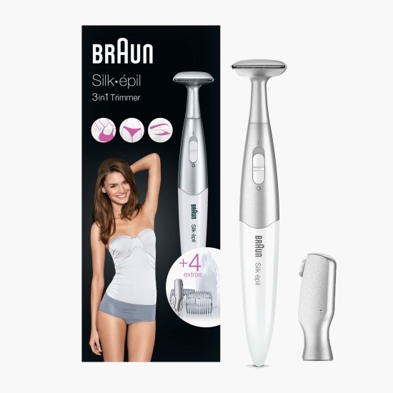 Trimmer Silk-épil FG1100 3 in 1, 4 accesorii, săculeț pentru voiaj, roz