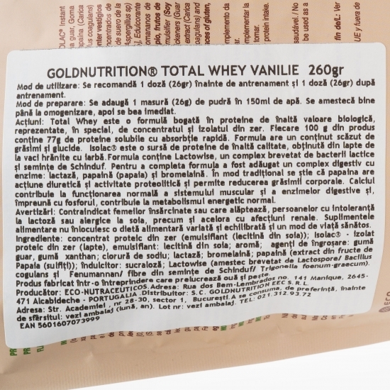 Total Whey cu aromă de vanilie 260g