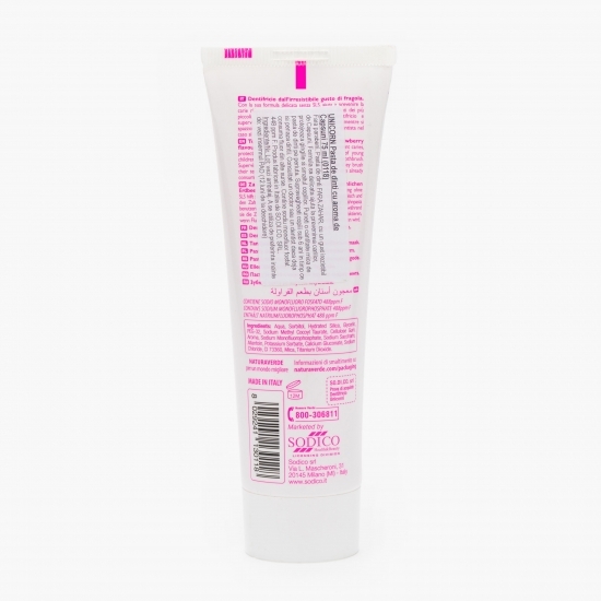Pastă de dinți pentru copii cu fluor cu aromă de căpșuni, +3 ani 75ml