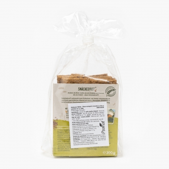 Pâine ecologică crocantă cu chia și semințe de in 200g