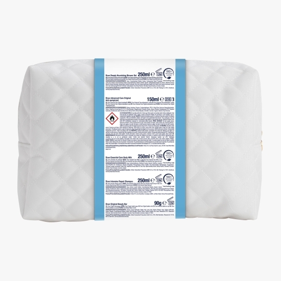 Set cadou: gel de duș Deeply Nourishing 250ml+ deodorant Original 150ml + loțiune de corp Essential Care + săpun solid Original 90g + șampon Intensive Repair 250ml + geantă cadou