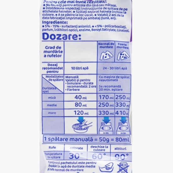 Detergent de rufe pudră manual 2în1 Levănțică & iasomie, 8 spălări, 400g