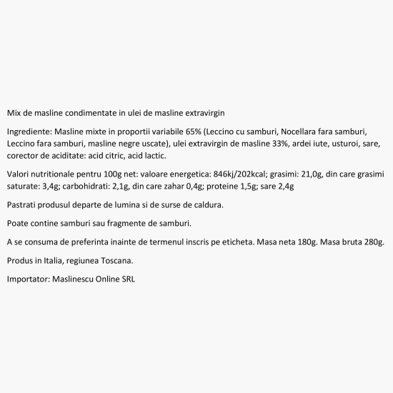 Mix de măsline condimentate în ulei de măsline extravirgin, by Măslinescu 280g