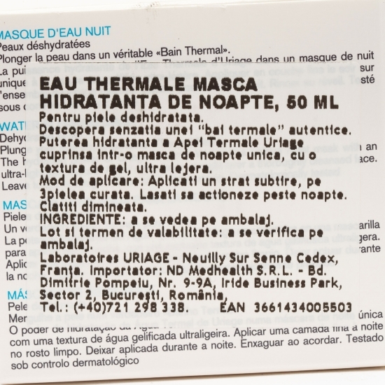 Mască revigorantă de noapte Eau Thermale 50ml