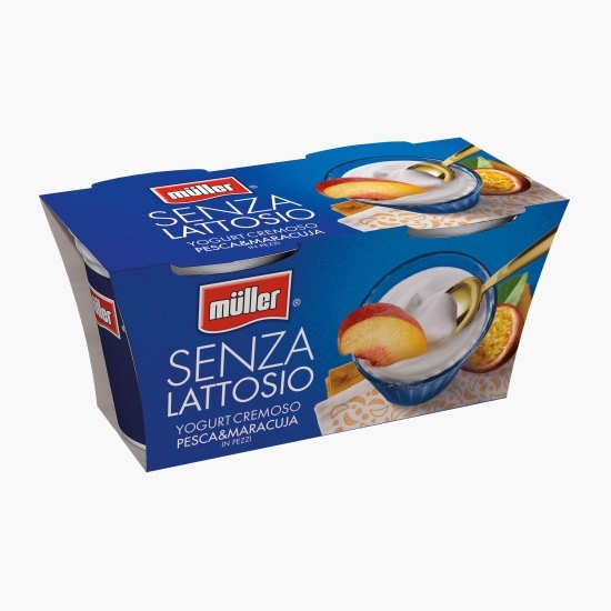 Iaurt fără lactoză, cu piersici și fructul pasiunii, 2x125g