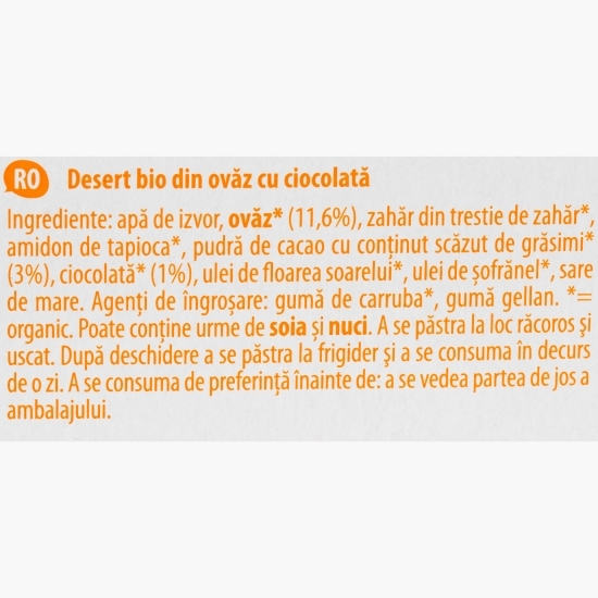 Desert ecologic din ovăz cu ciocolată 2x130g