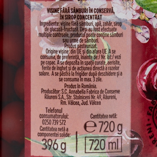 Compot de vișine fără sâmburi 720g