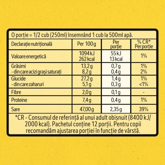 Bază de mâncare Cuburi cu gust de legume 60g