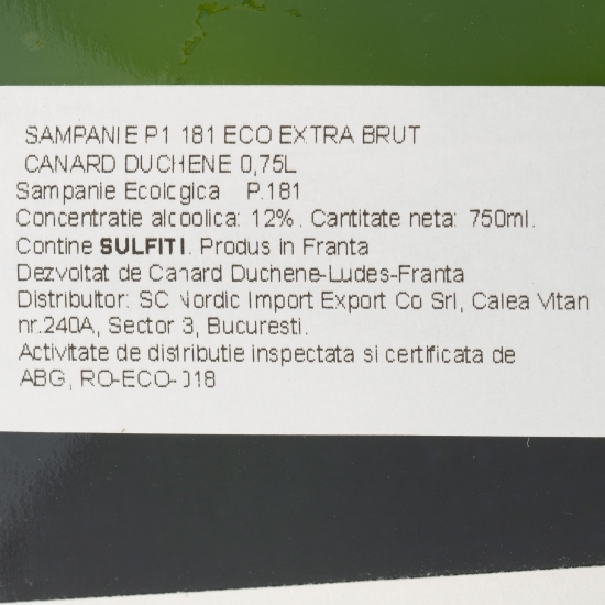 Șampanie eco extra brut P1.181, 12%, 750ml