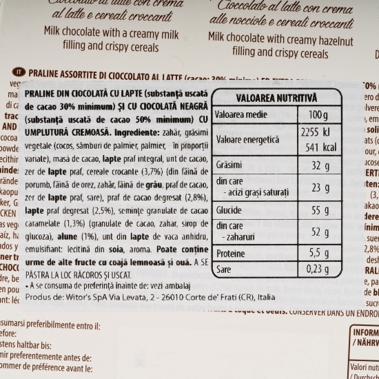 Praline de ciocolată asortate cu umplutură cremoasă 250g