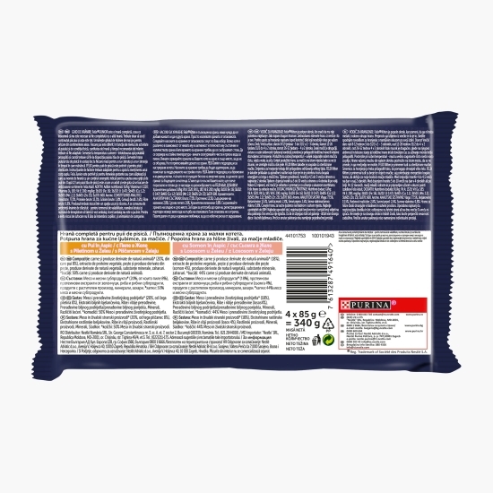 Hrană umedă pentru pisici junior, 4x85g, Fantastic cu pui în aspic
