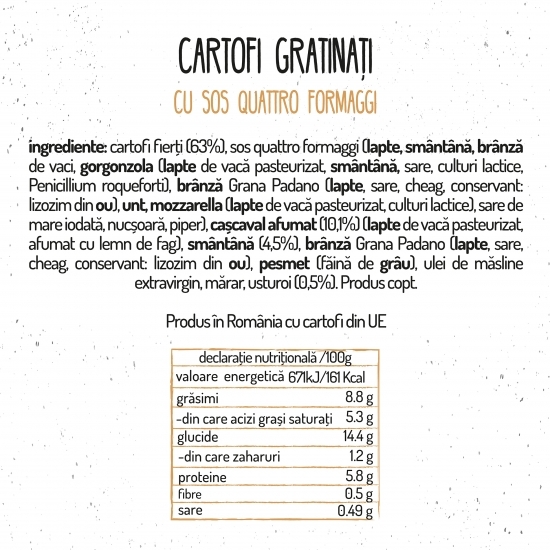 Cartofi gratinați cu sos quattro formaggi 370g