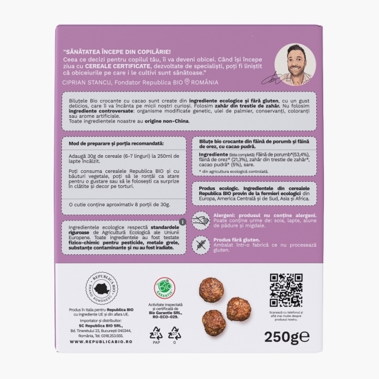 Biluțe eco crocante cu cacao, fără gluten 250g