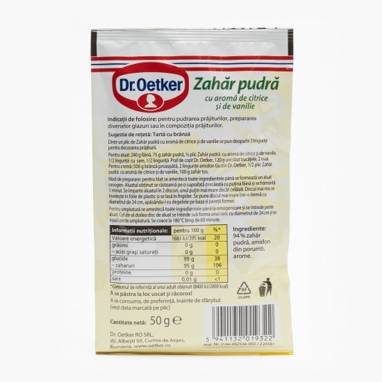 Zahăr pudră cu aromă de citrice și vanilie 50g